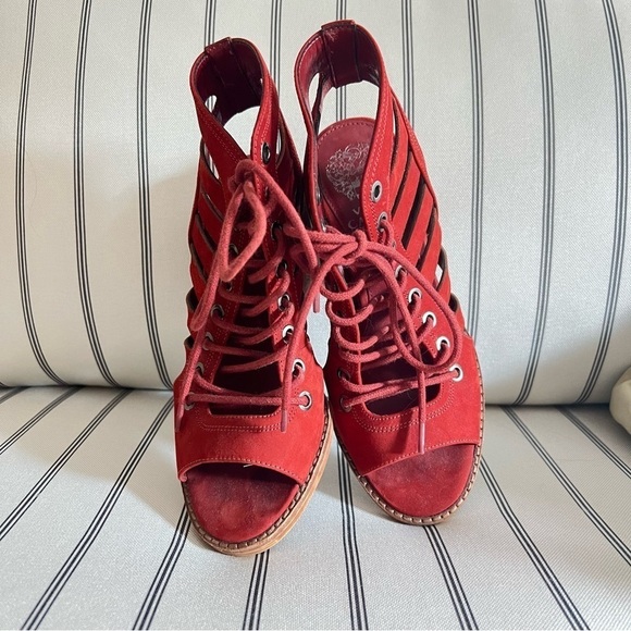 Vince Camuto Red Lace Up Heels - Picture 6 of 6